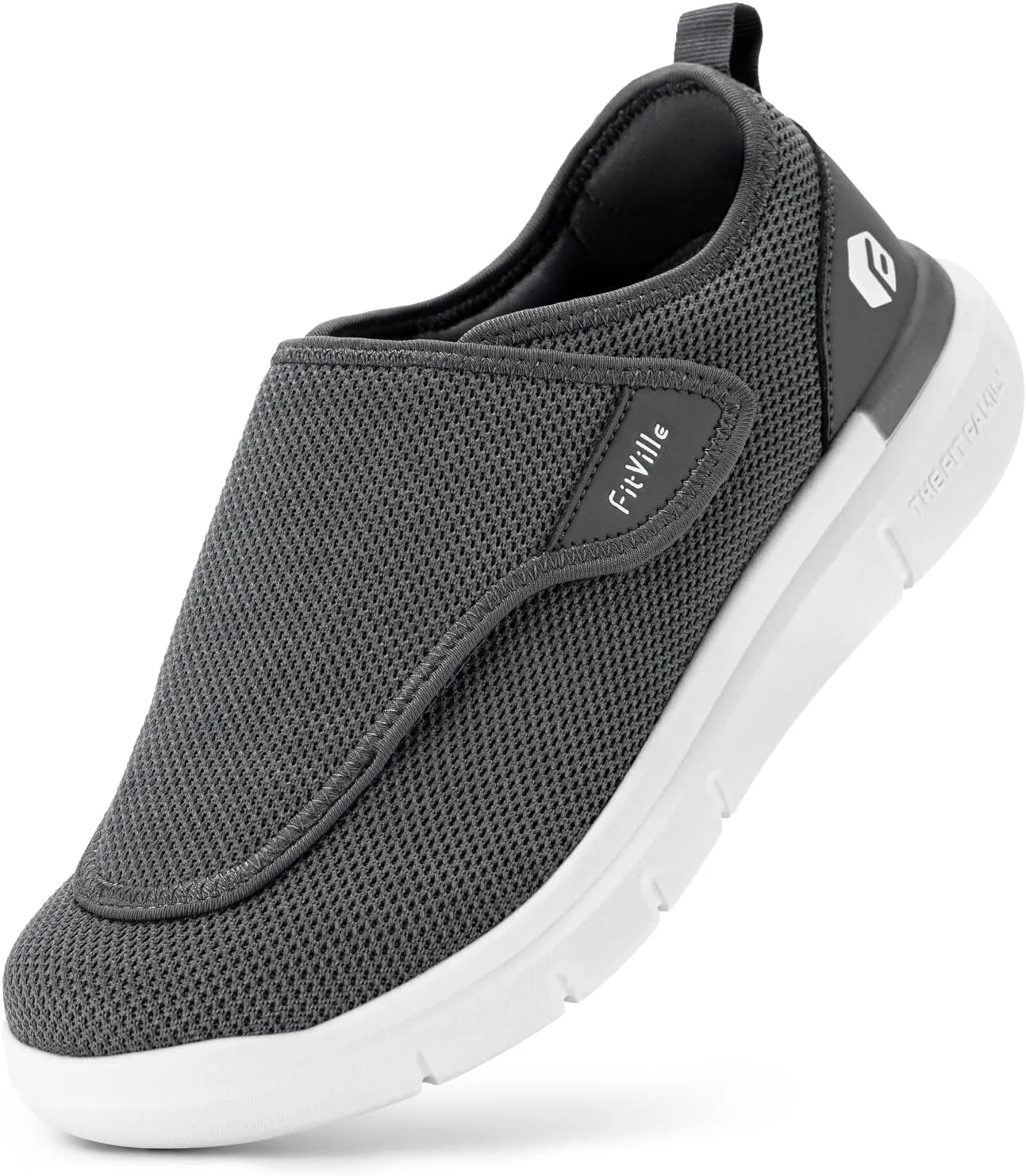 FitVille Diabetic Shoes for Men Extra Wide Slip-on Shoes for Swollen Feet Adjustable Walking Shoes for Elderly Foot Pain Relief Neuropathy - EasyTop Wings