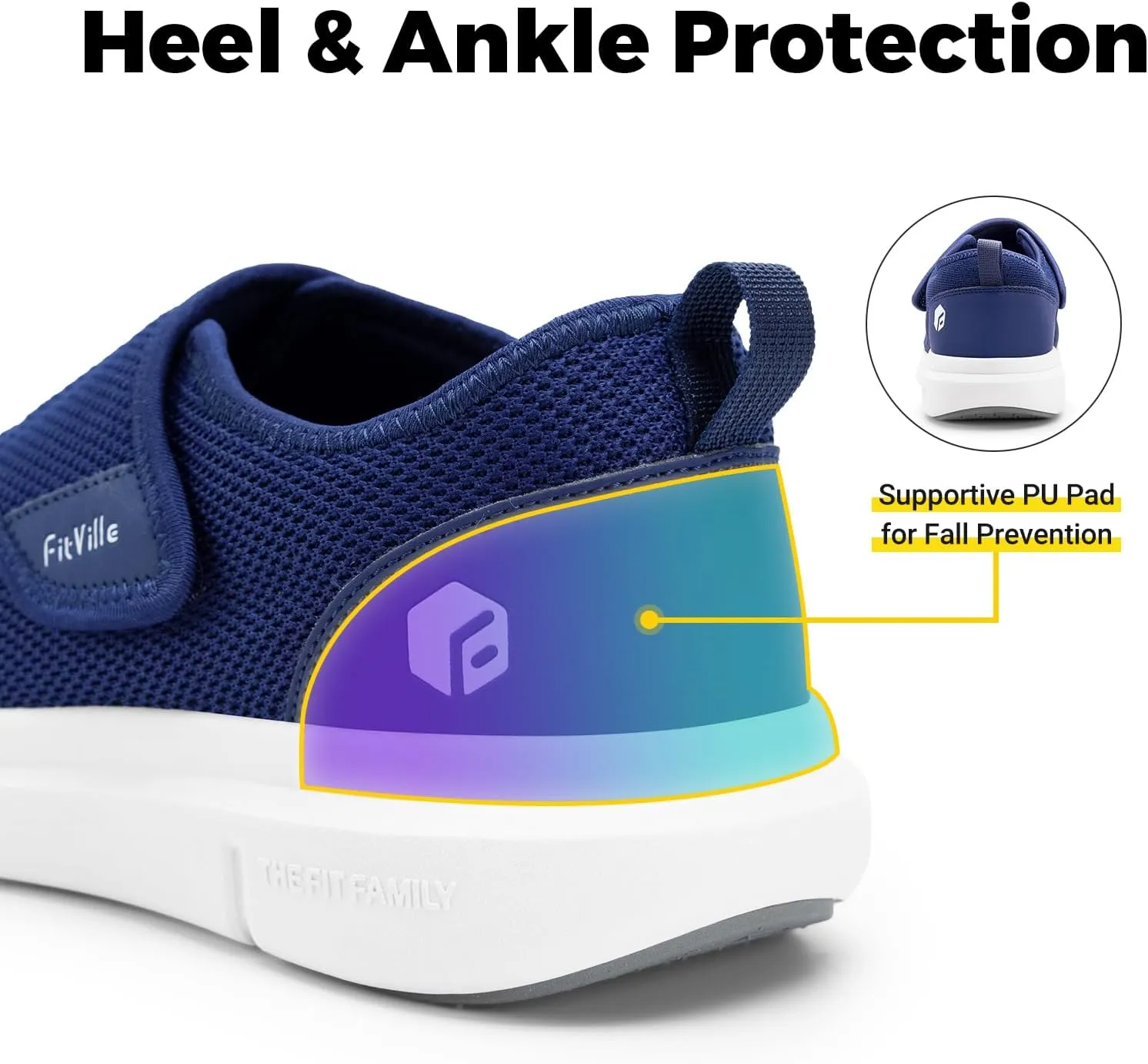 FitVille Diabetic Shoes for Men Extra Wide Slip-on Shoes for Swollen Feet Adjustable Walking Shoes for Elderly Foot Pain Relief Neuropathy - EasyTop Wings