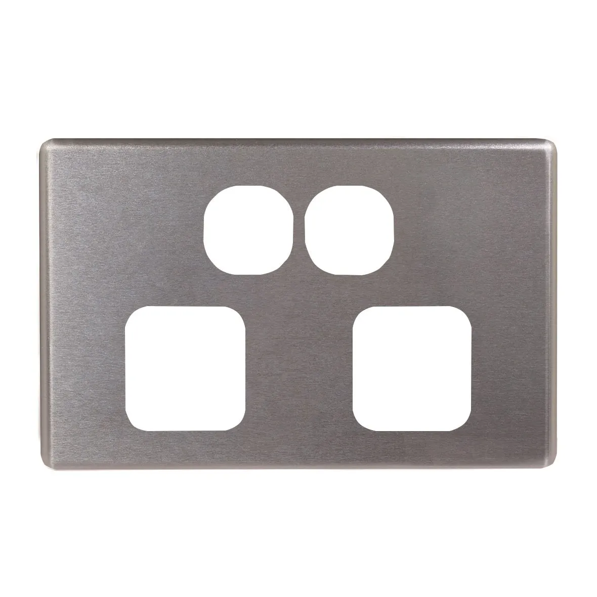 Flat Cat Double Power Point Brushed Aluminium Cover Only
