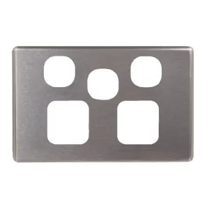 Flat Cat Double Power Point With Extra Switch Brushed Aluminium Cover Only