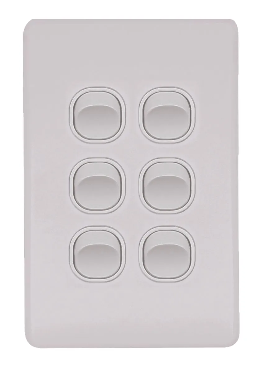 Flat Cat Slimline 6 Gang Complete Switch