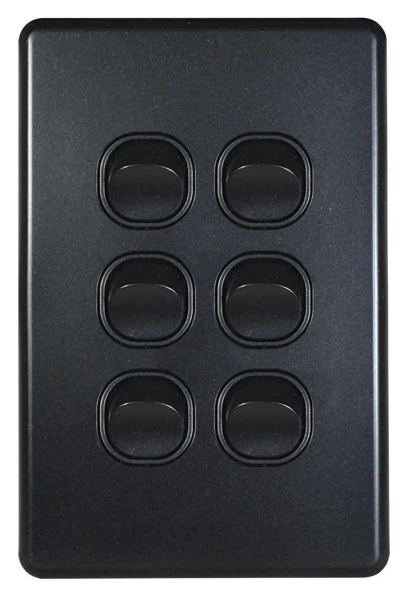 Flat Cat Slimline 6 Gang Complete Switch