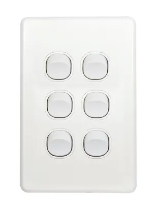 Flat Cat Slimline 6 Gang Complete Switch