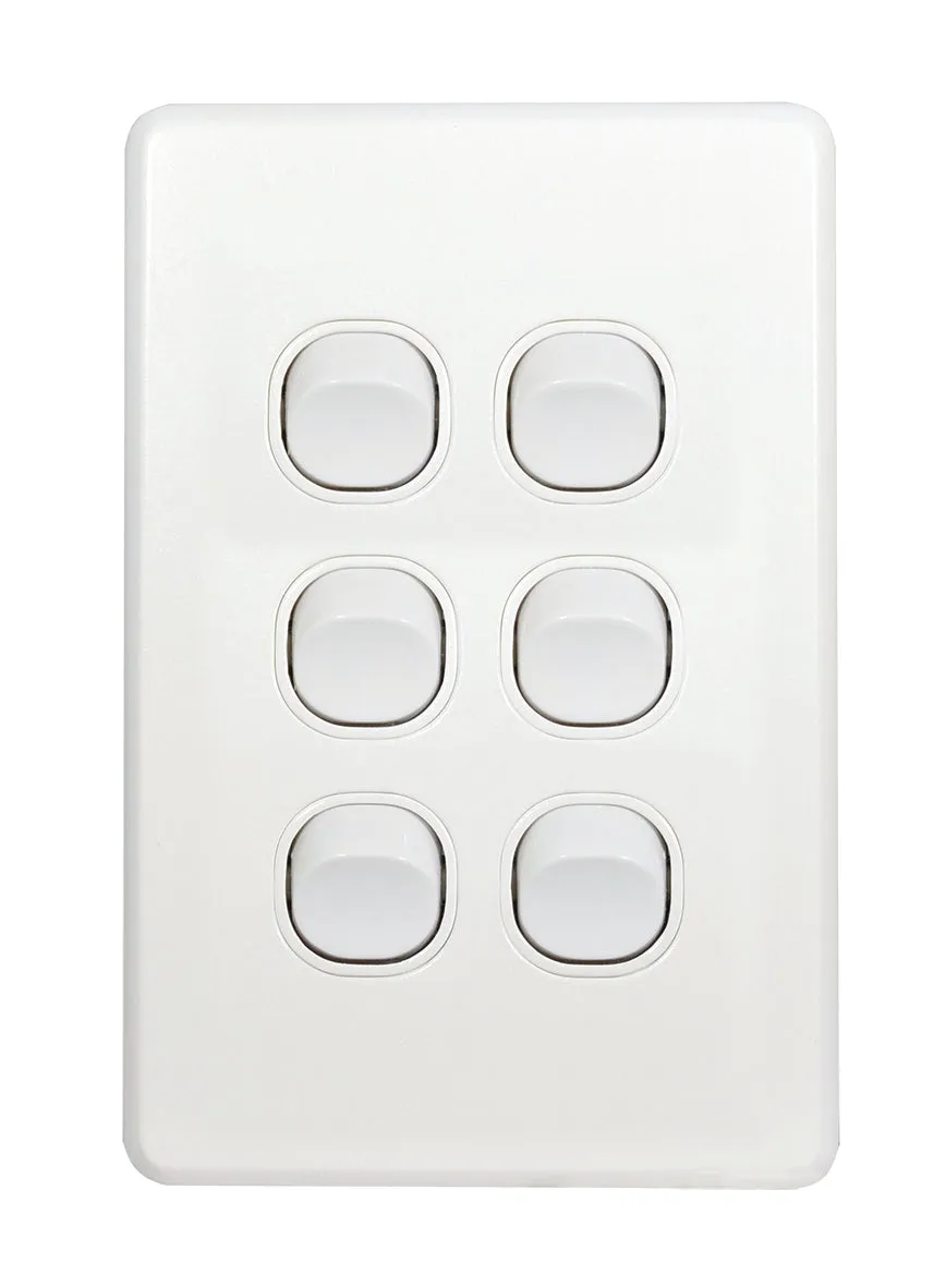Flat Cat Slimline 6 Gang Complete Switch