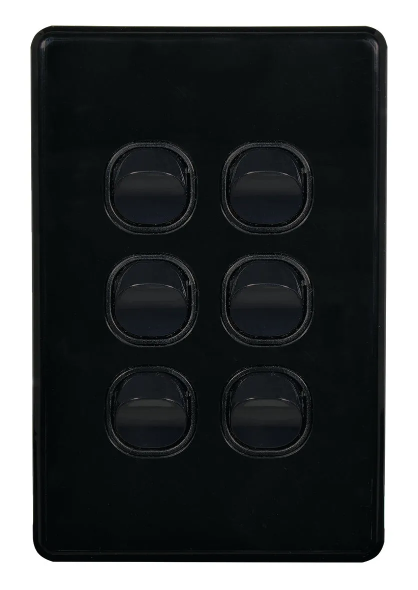 Flat Cat Slimline 6 Gang Complete Switch