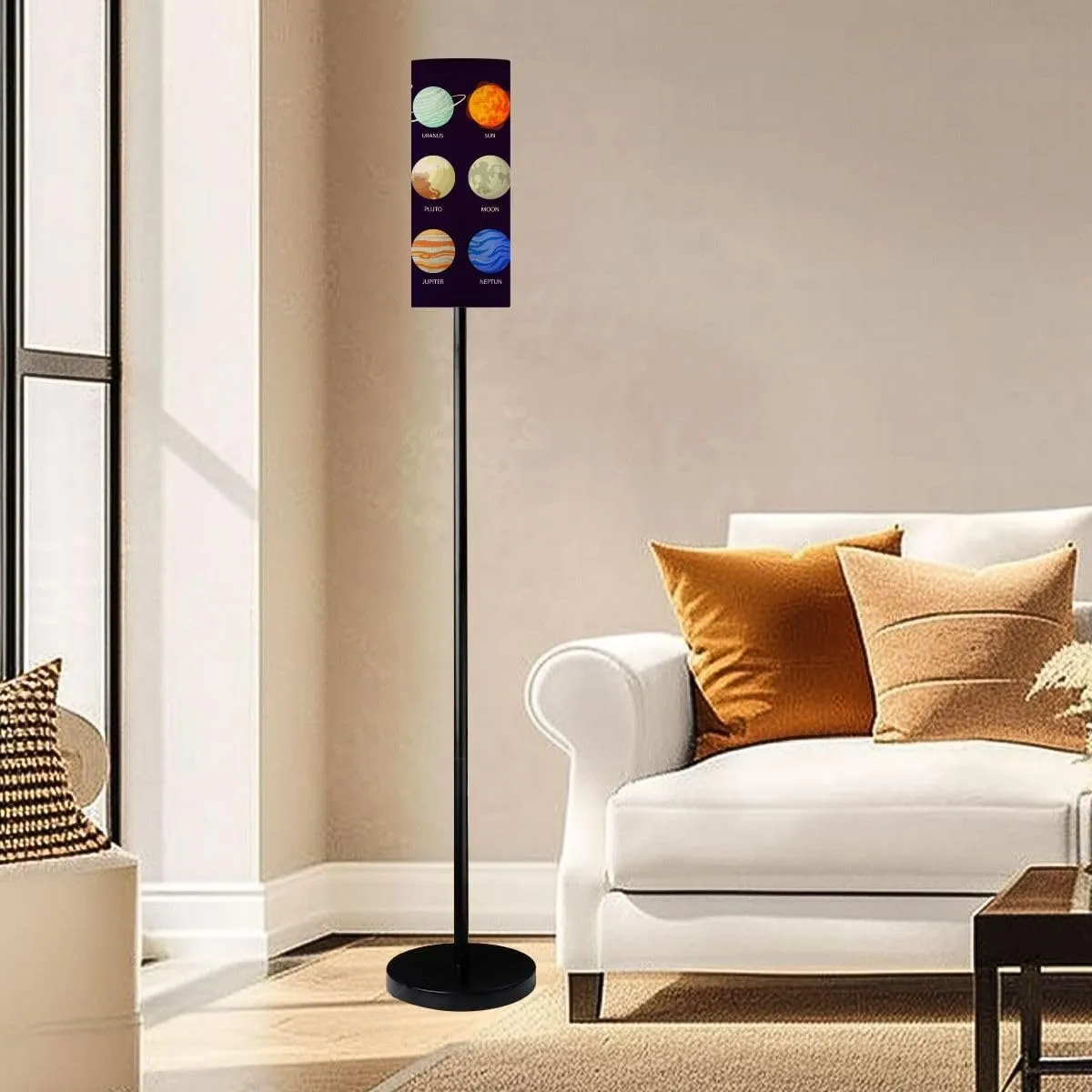 Floor Lamp for Living Room Planet Set Astronomy Flat Style Light Stand Lamp with Remote Control Dimmable LED Tall Lamps for Bedrooms Reading Western Home Decor