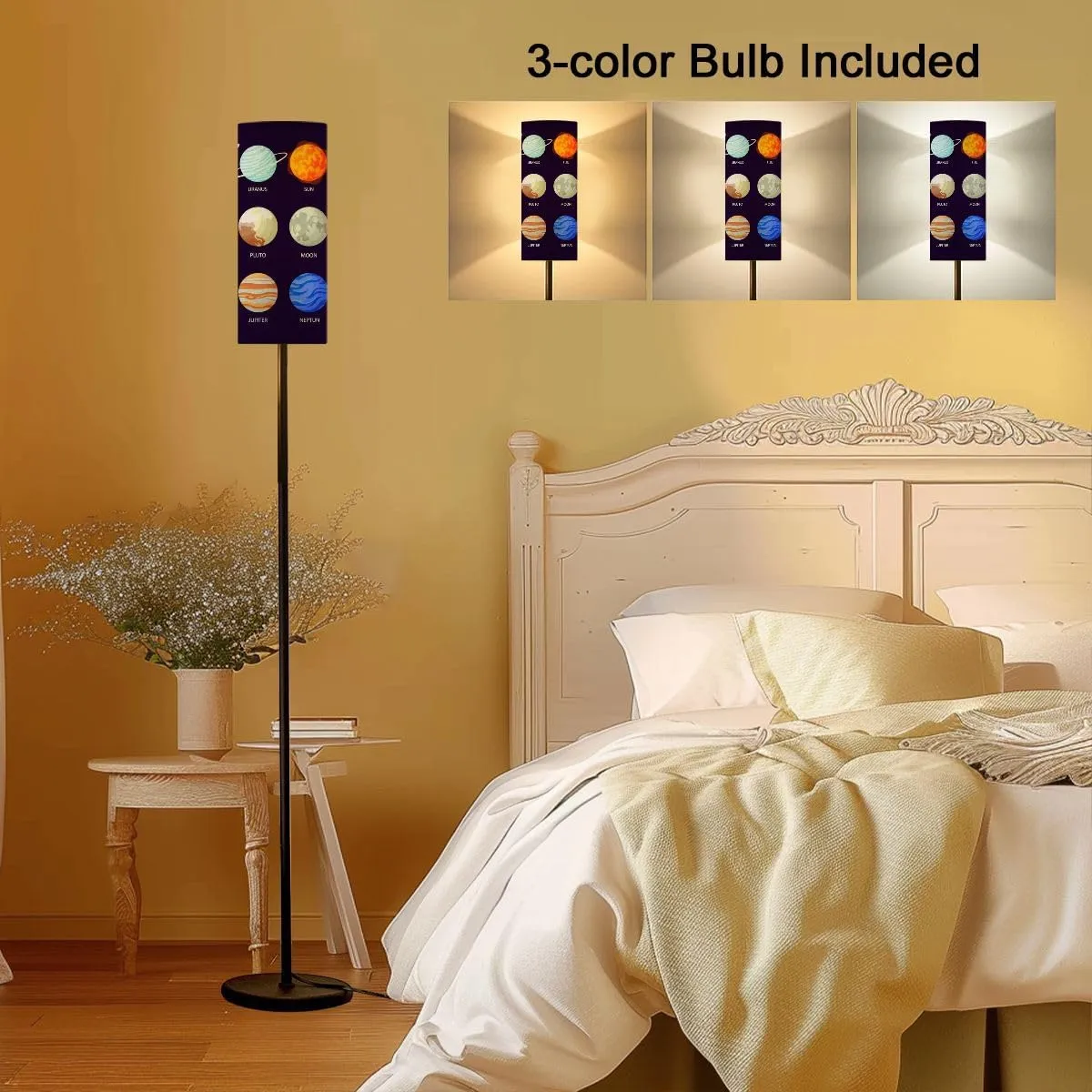 Floor Lamp for Living Room Planet Set Astronomy Flat Style Light Stand Lamp with Remote Control Dimmable LED Tall Lamps for Bedrooms Reading Western Home Decor