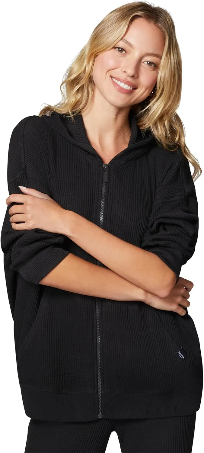 florence by mills Women's Chunky Thermal Oversized Zip Up Hoodie