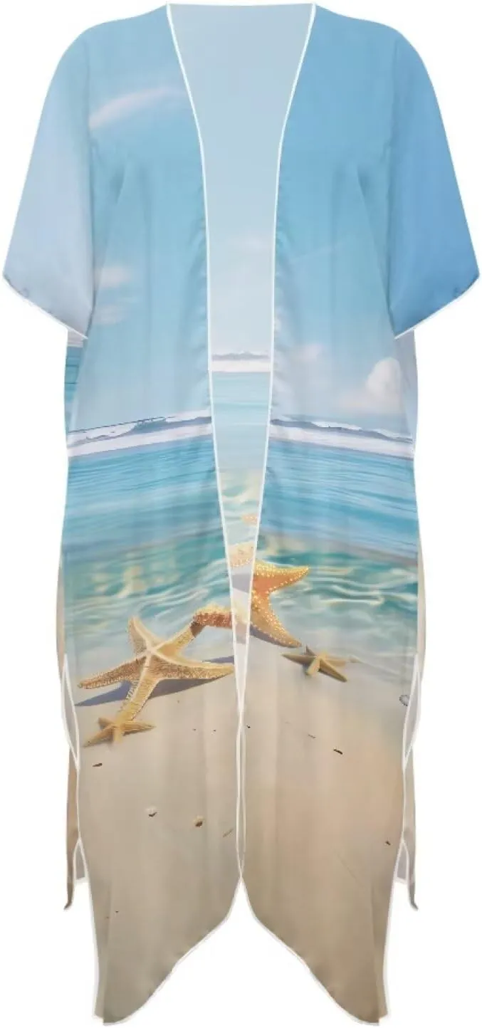 Forchrinse Womens Kimono Cardigans Long Beach Cover Up Tops Summer Sheer Open Front Swimsuit Coverups