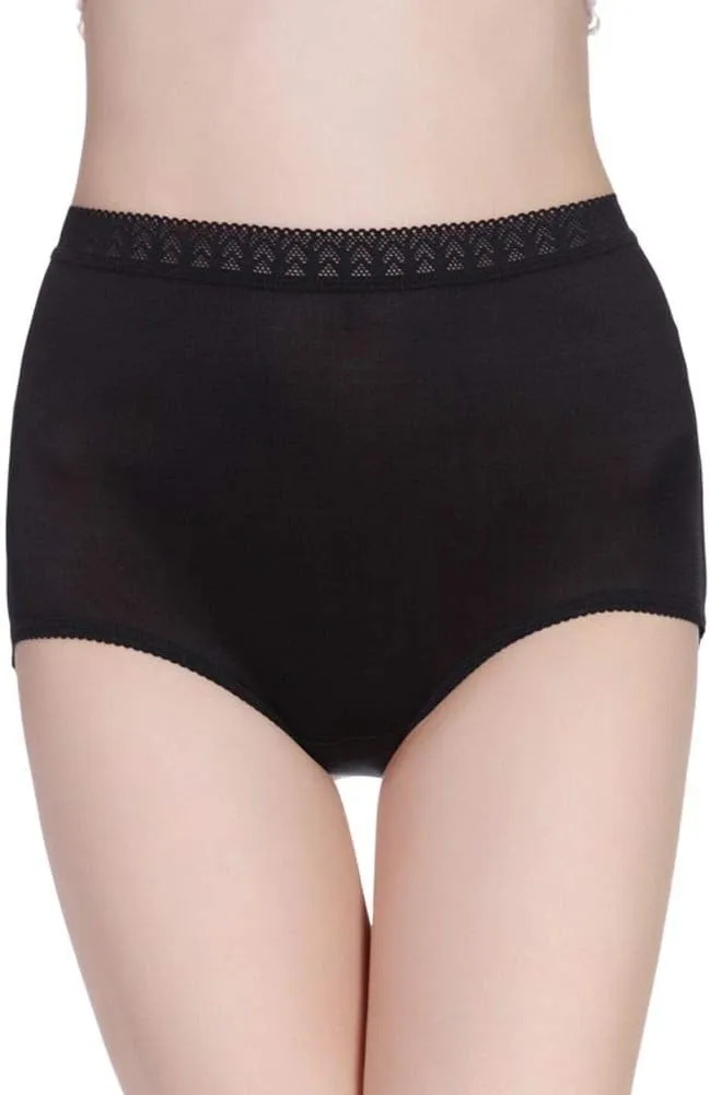Forever Angel Women's 100% Silk Knitted High Rise Panties Briefs