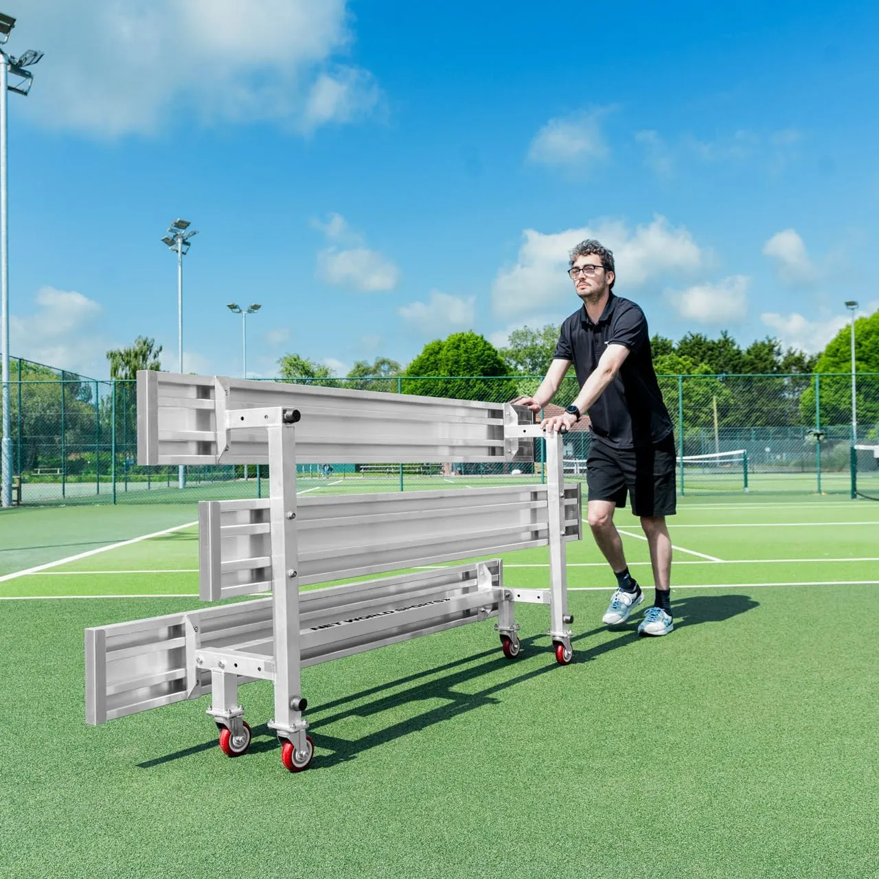 FORZA Heavy-Duty Mobile Bleachers [Optional Backrests] | Aluminum Seating for Sports Events | 2-Tier & 3-Tier Bleachers for Indoor & Outdoor Use
