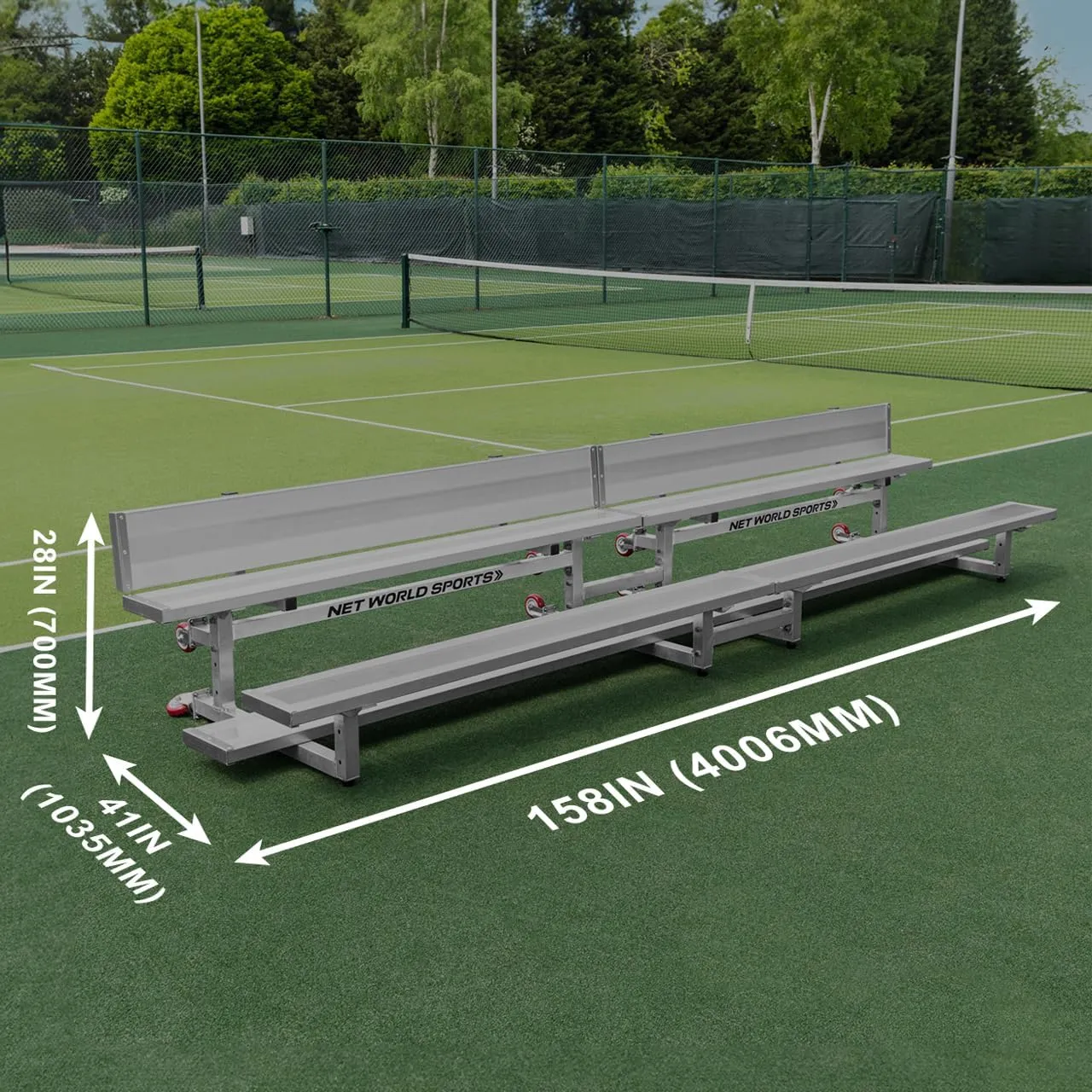 FORZA Heavy-Duty Mobile Bleachers [Optional Backrests] | Aluminum Seating for Sports Events | 2-Tier & 3-Tier Bleachers for Indoor & Outdoor Use