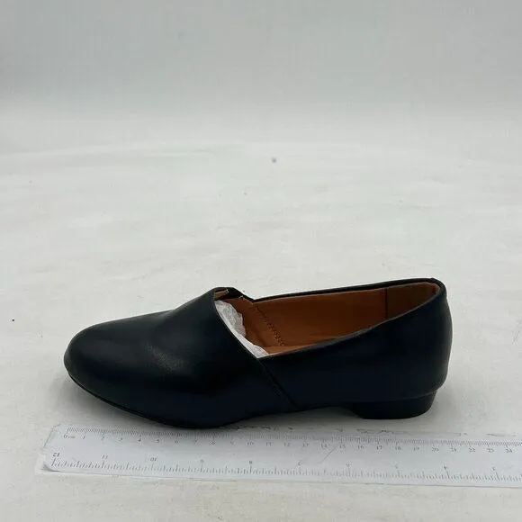 FOWT Black Closed Almond Toe Pumps Solid Color Loafer Flats Slip On Cozy Shoes