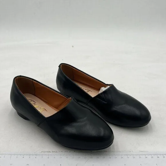 FOWT Black Closed Almond Toe Pumps Solid Color Loafer Flats Slip On Cozy Shoes