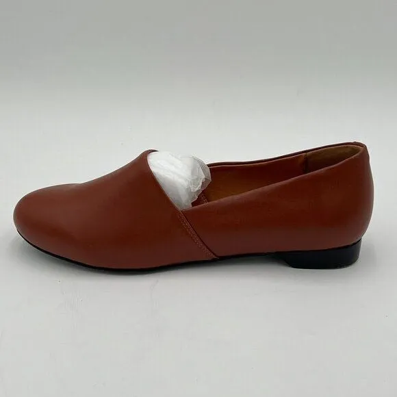 FOWT Brown Almond Toe Pumps Solid Color Loafer Flats Slip On Cozy Dress Shoes