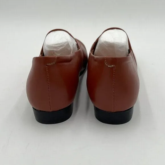 FOWT Brown Almond Toe Pumps Solid Color Loafer Flats Slip On Cozy Dress Shoes