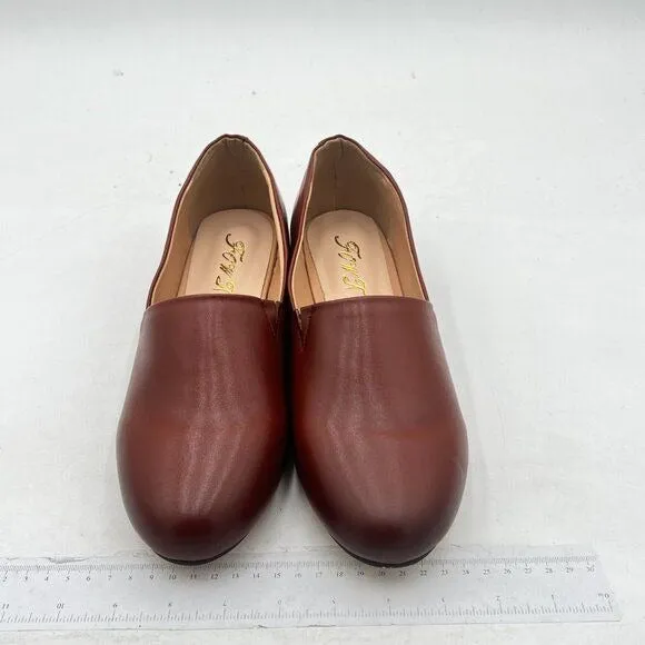 FOWT Brown Almond Toe Pumps Solid Color Loafer Flats Slip On Cozy Party Shoes