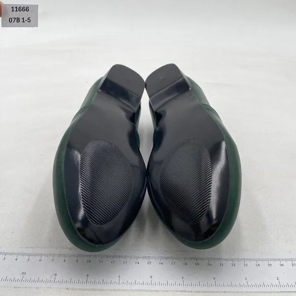 FOWT Dark Green Closed Almond Toe Pumps Solid Color Loafer Flats Slip On Shoes