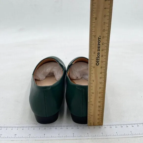 FOWT Dark Green Closed Almond Toe Pumps Solid Color Loafer Flats Slip On Shoes