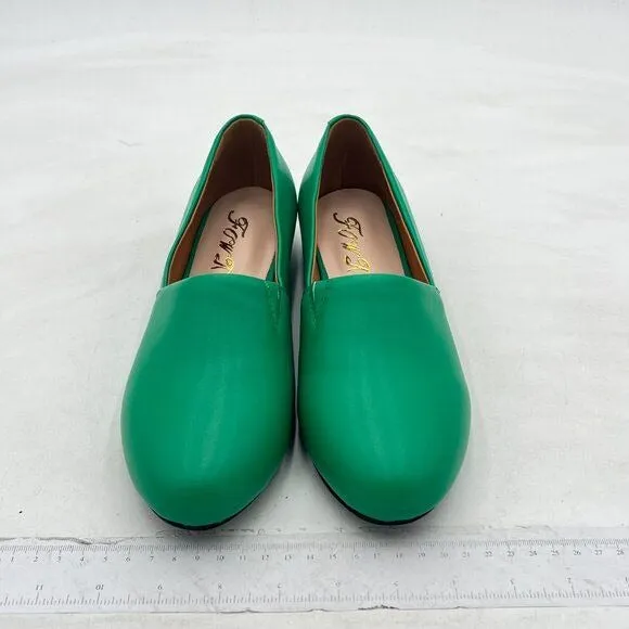 FOWT Green Closed Almond Toe Pumps Solid Color Loafer Flats Slip On Party Shoes