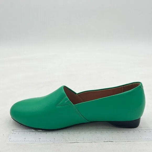FOWT Green Closed Almond Toe Pumps Solid Color Loafer Flats Slip On Party Shoes