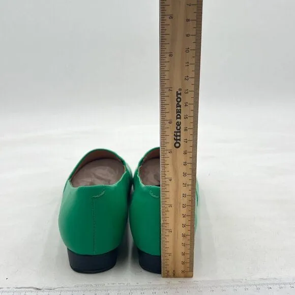 FOWT Green Closed Almond Toe Pumps Solid Color Loafer Flats Slip On Party Shoes
