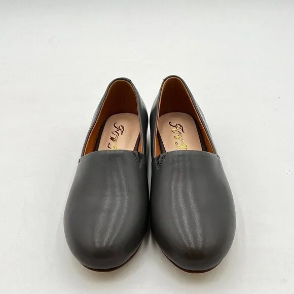 FOWT Grey Closed Almond Toe Pumps Loafer Flats Slip On Cozy Party Dress Shoes