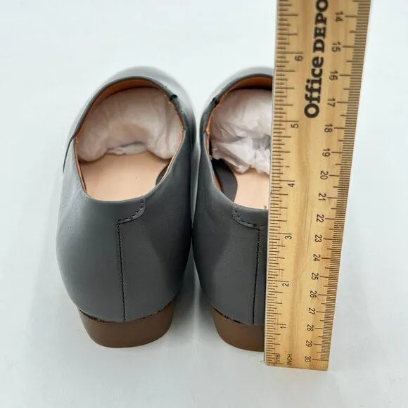 FOWT Grey Closed Almond Toe Pumps Loafer Flats Slip On Cozy Party Dress Shoes