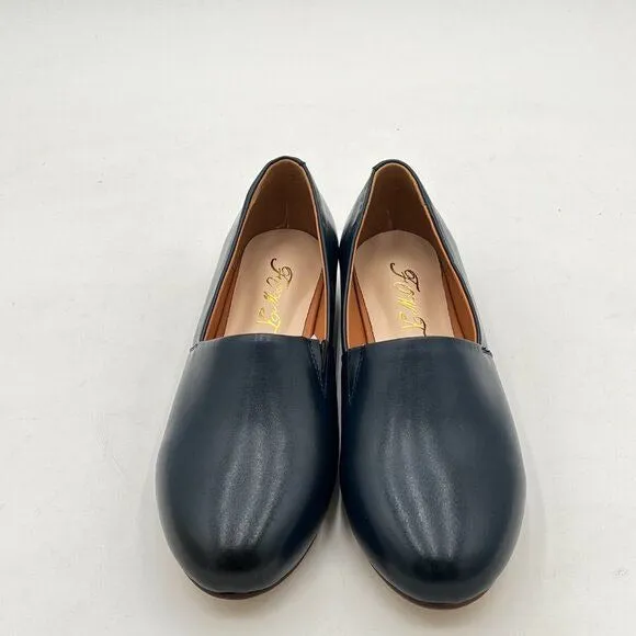 FOWT Navy Closed Toe Pumps Loafer Flats Slip On Cozy Party Dress Office Shoes