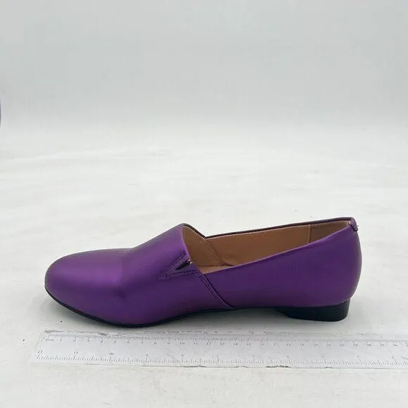FOWT Purple Closed Almond Toe Pumps Loafer Flats Slip On Party Dress Office Shoe