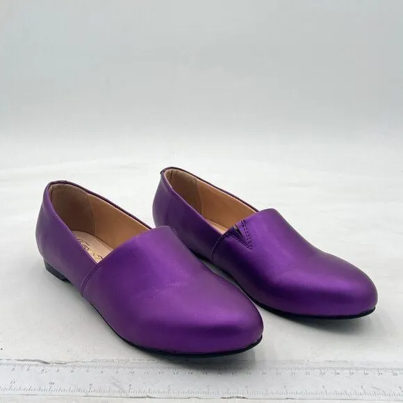 FOWT Purple Closed Almond Toe Pumps Loafer Flats Slip On Party Dress Office Shoe