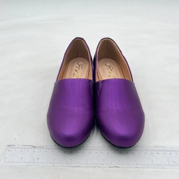 FOWT Purple Closed Almond Toe Pumps Loafer Flats Slip On Party Dress Office Shoe