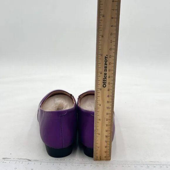 FOWT Purple Closed Almond Toe Pumps Loafer Flats Slip On Party Dress Office Shoe