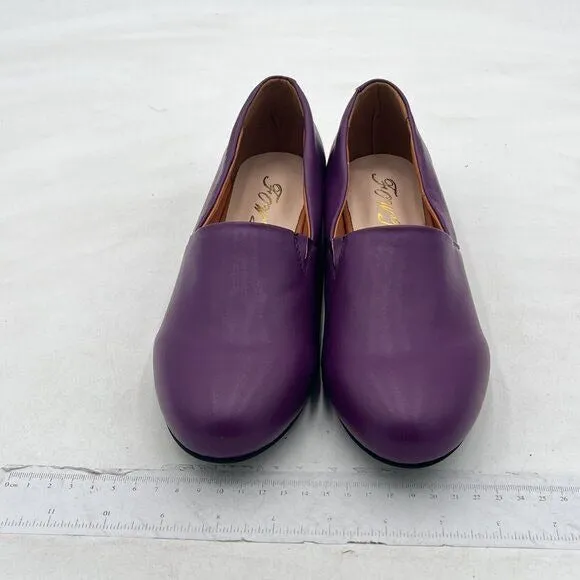FOWT Purple Closed Almond Toe Pumps Solid Color Loafer Slip On Cozy Party Shoes