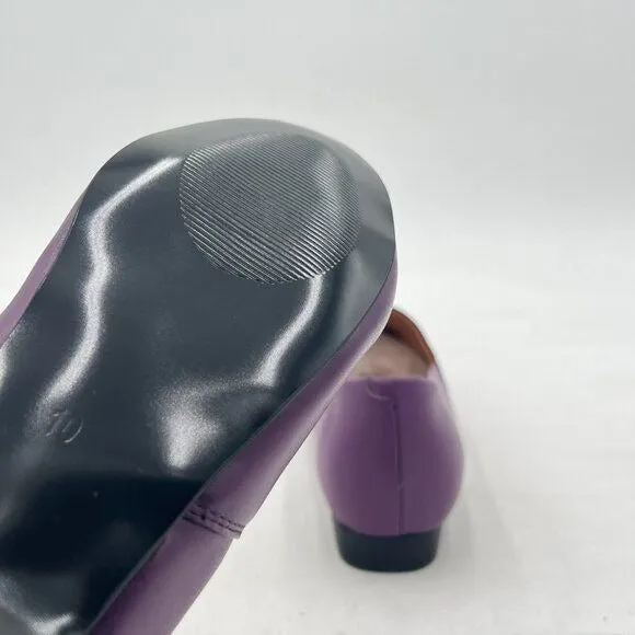 FOWT Purple Closed Almond Toe Pumps Solid Color Loafer Slip On Cozy Party Shoes