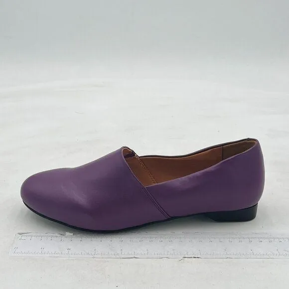 FOWT Purple Closed Almond Toe Pumps Solid Color Loafer Slip On Cozy Party Shoes