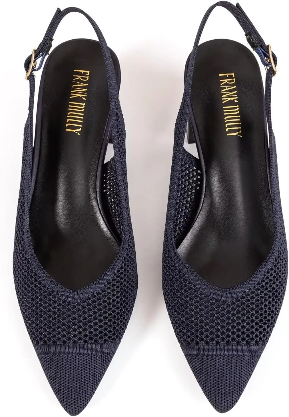 Frank Mully Women's Slingback Heels Pointed Toe Work Pumps Comfortable Chunky Pumps Knitted Closed Toe Stylish Dressy Shoes