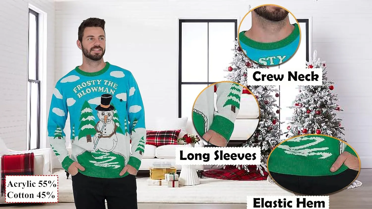 Frosty The Blowman Snowman Ugly Christmas Sweater
