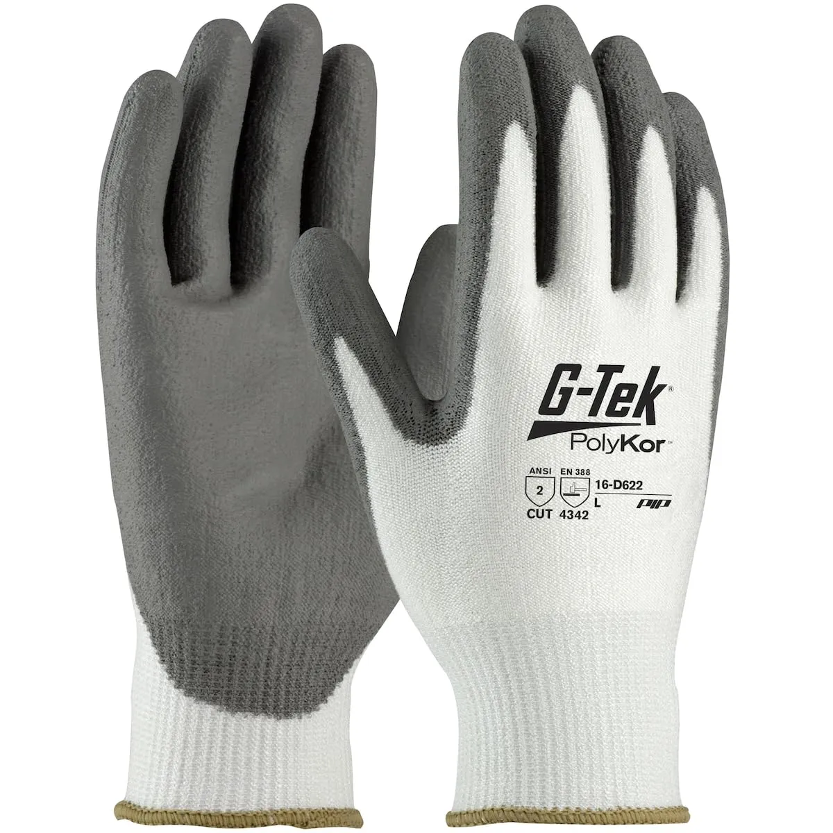 G-Tek Seamless Knit PolyKor Blended Glove with Polyurethane Coated Flat Grip on Palm & Fingers, Vend-Ready, XX-Large, Pack of 6