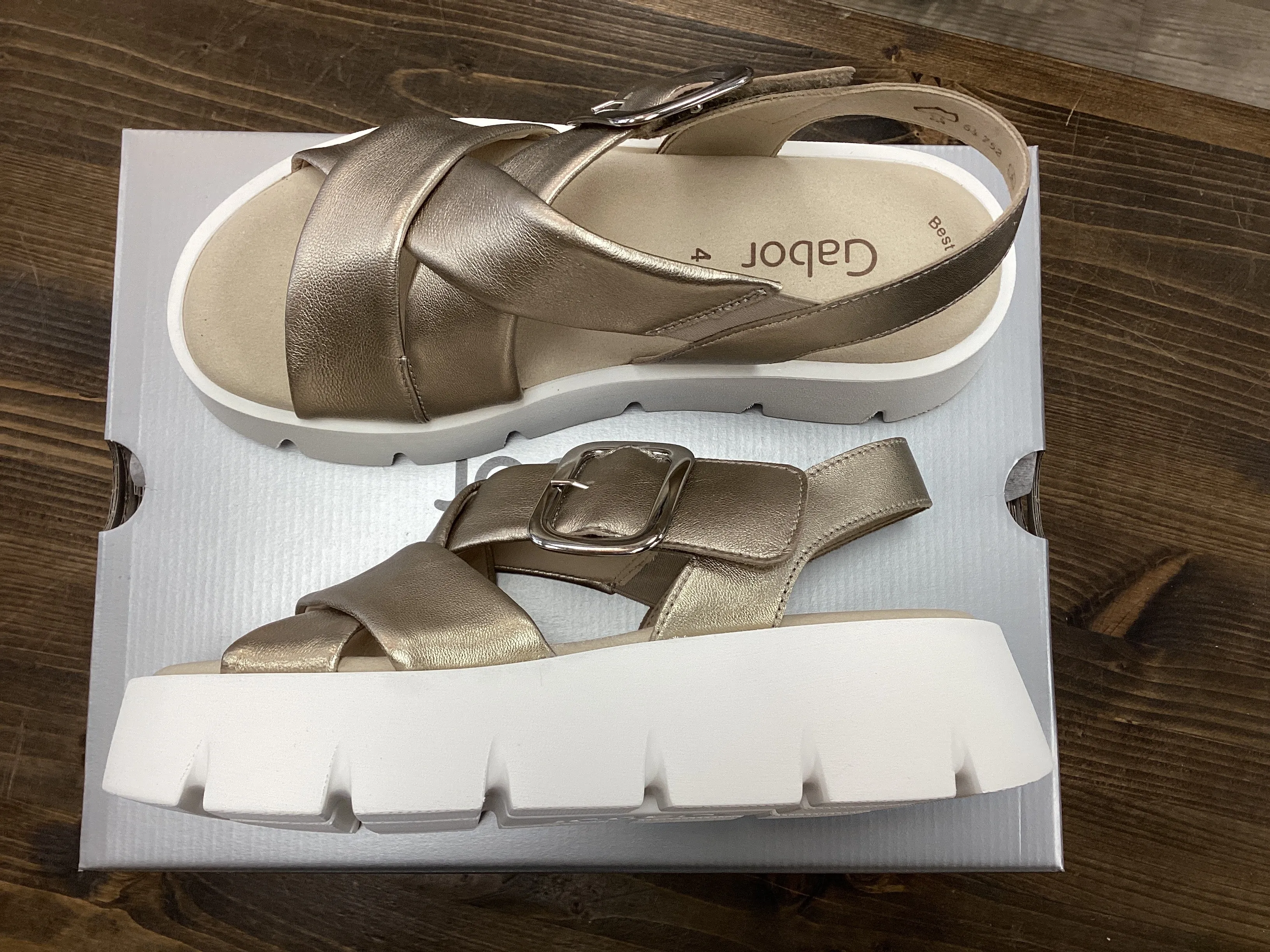Gabor 64.752.62 Gold Criss Cross Sling Back Sandal