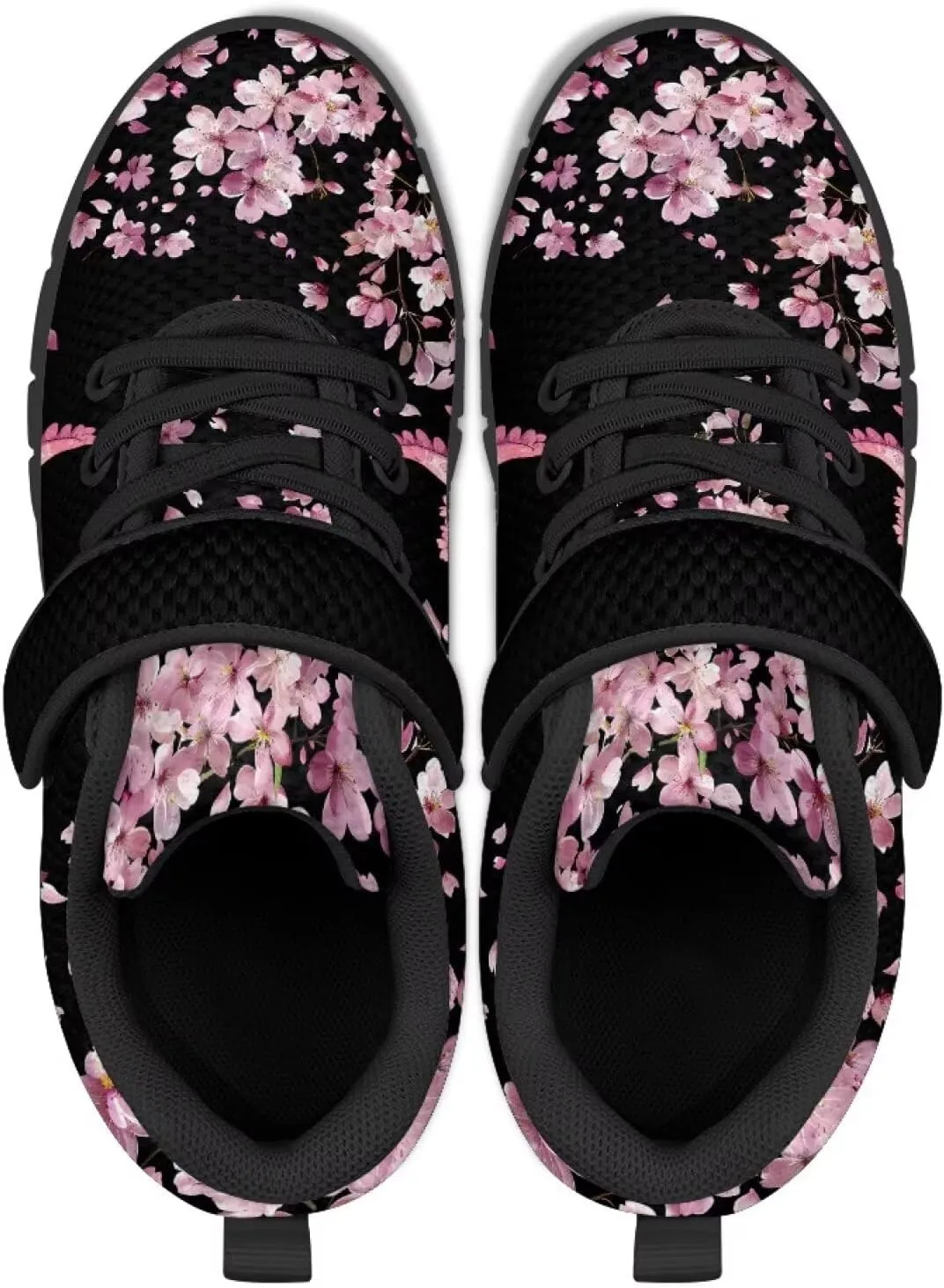 Girls Running Shoes with Hook and Loop Cute Print Kids Tennis Shoes for Outdoor Activities