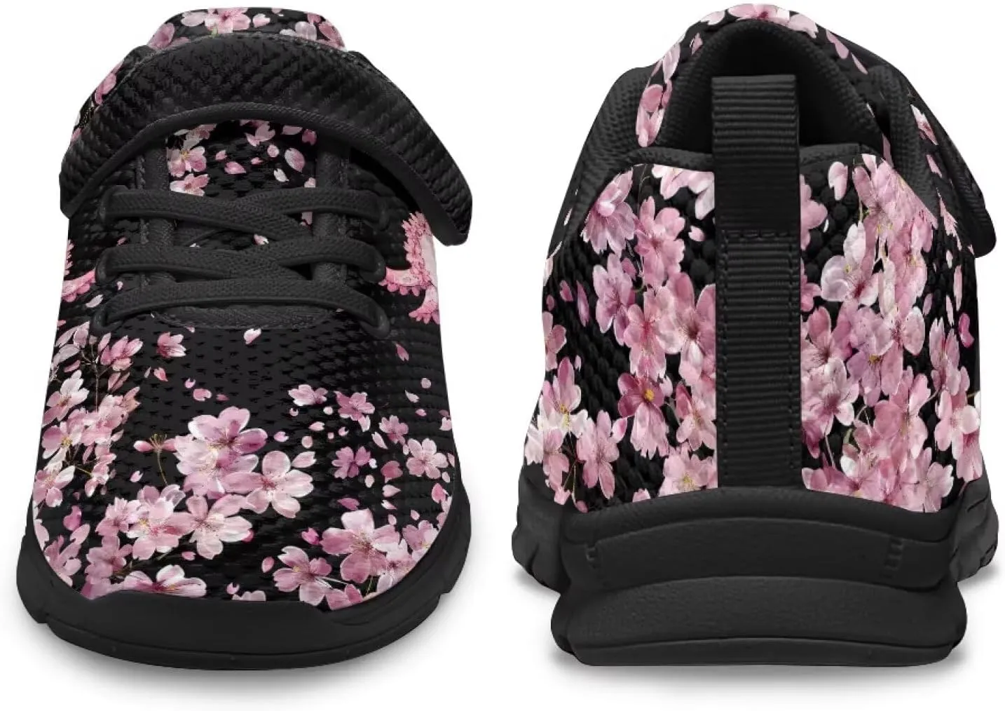 Girls Running Shoes with Hook and Loop Cute Print Kids Tennis Shoes for Outdoor Activities