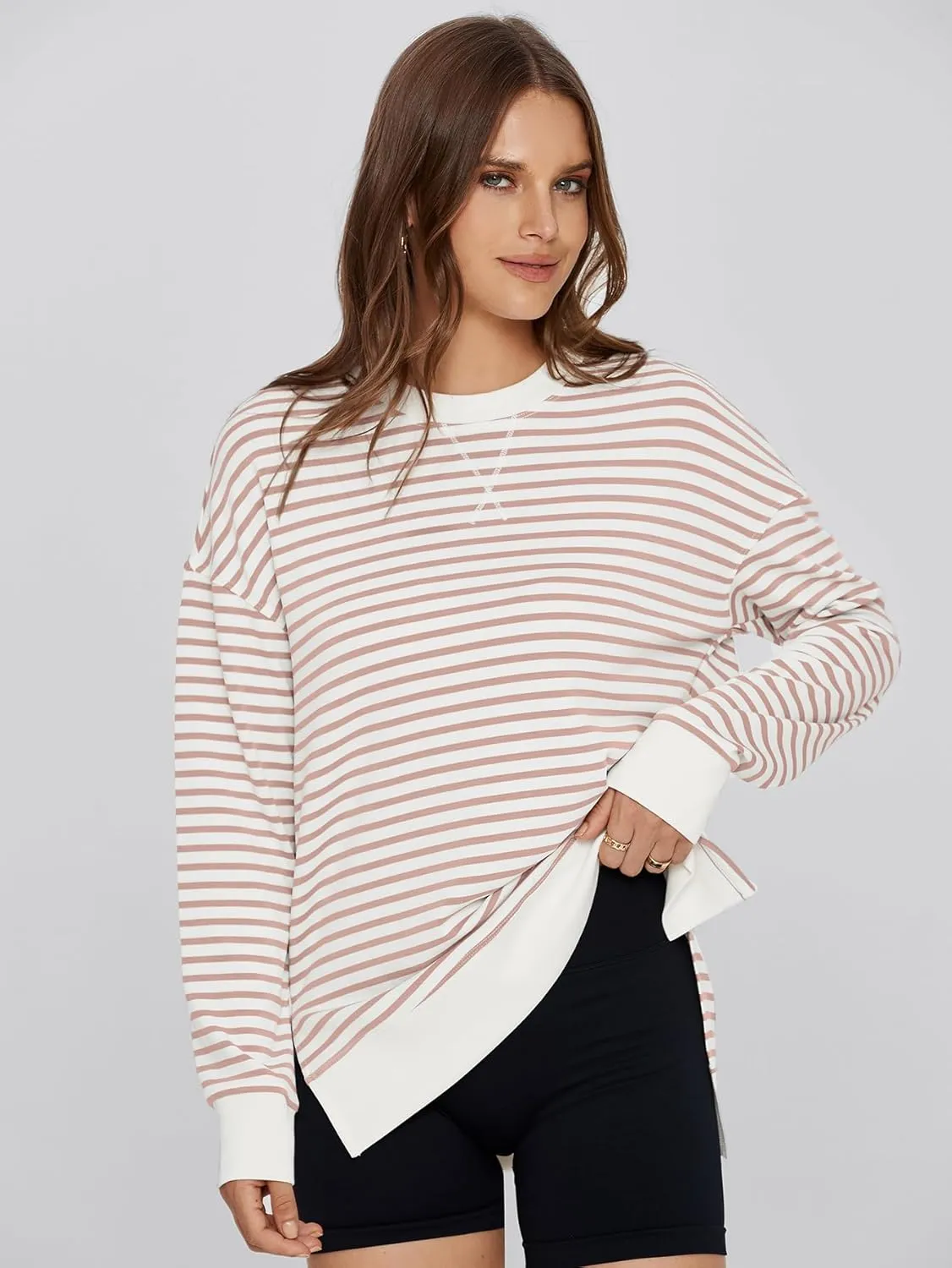 Glamaker Women's Long Sleeve Crewneck Sweatshirt Air Essentials Soft Loose Pullover Sweatshirts