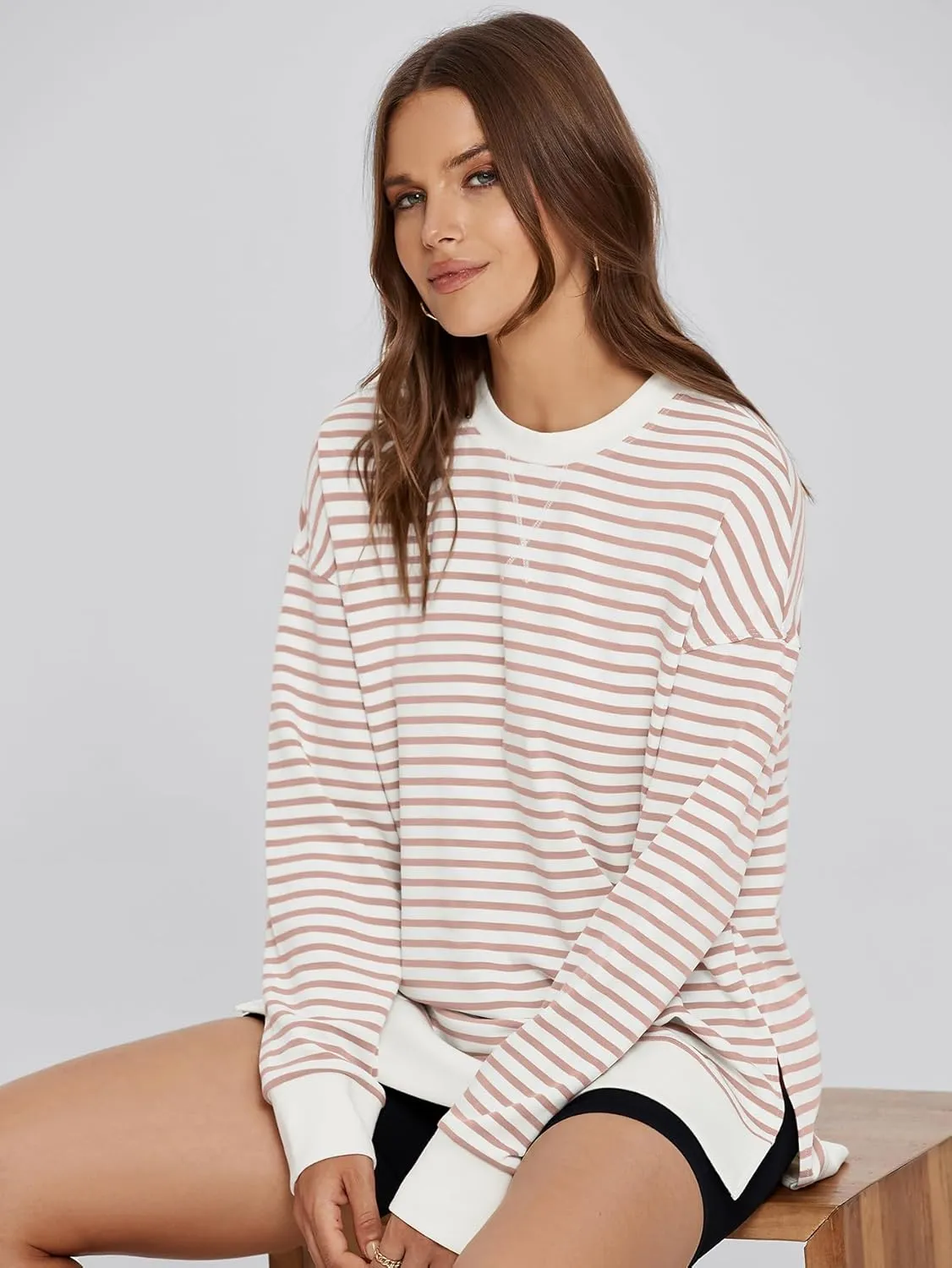 Glamaker Women's Long Sleeve Crewneck Sweatshirt Air Essentials Soft Loose Pullover Sweatshirts