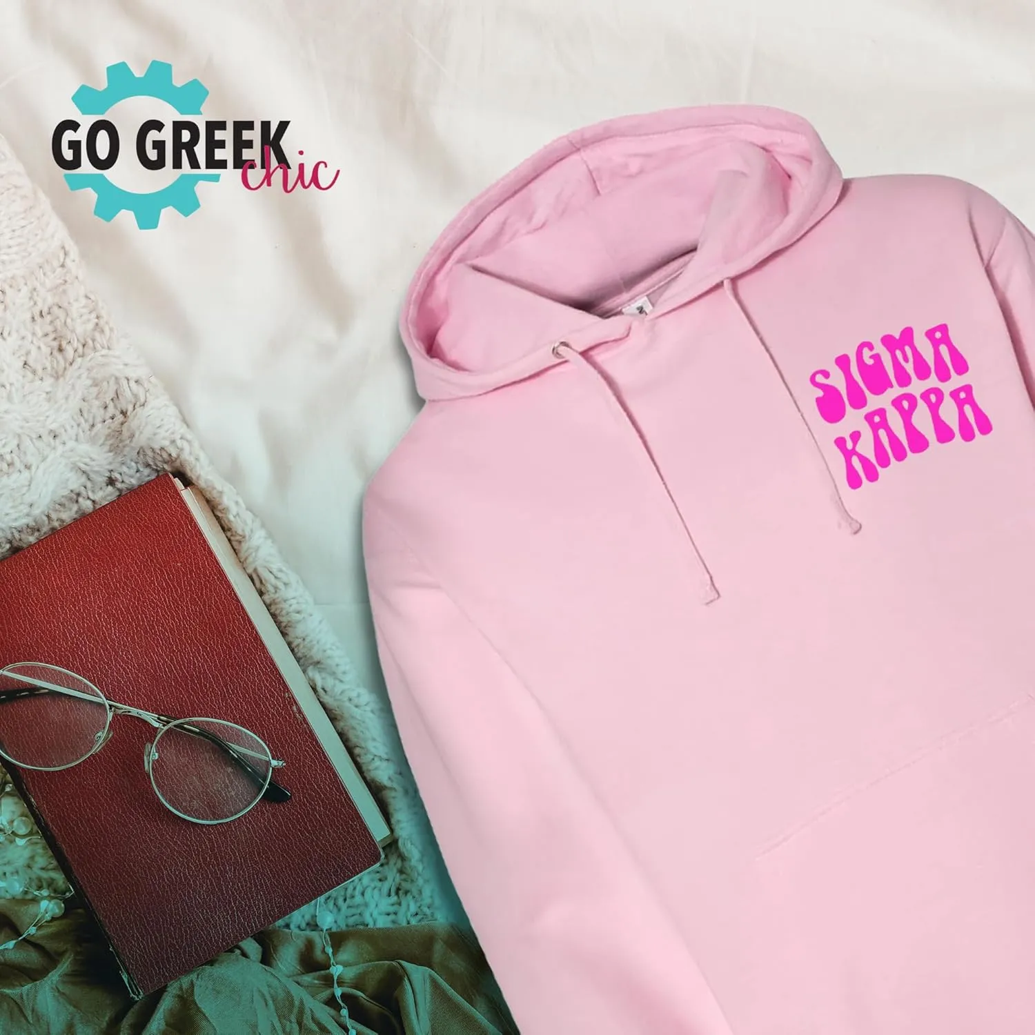 Go Greek Chic Delta Zeta Retro Floral Pink Hoodie - Dee Zee