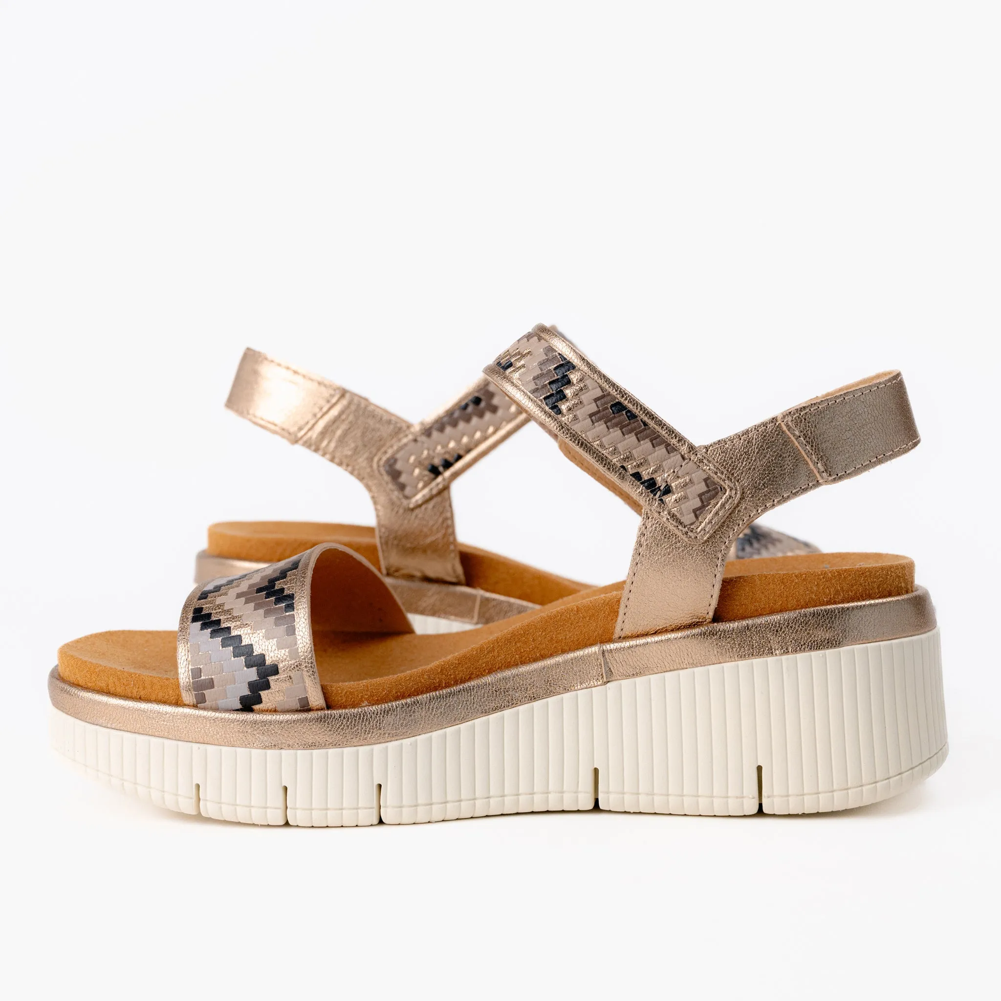 GOMERA WOVEN - CHAMPAGNE - LEATHER