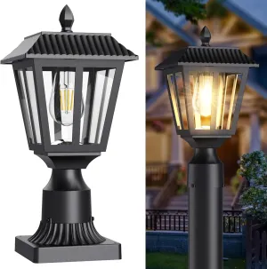 Greluna Solar Post Lights With Pier Mount Base - Dusk to Dawn Lamp for Garden, Yard, Landscape Pole, Pillar - Outdoor Waterproof (Warm White)