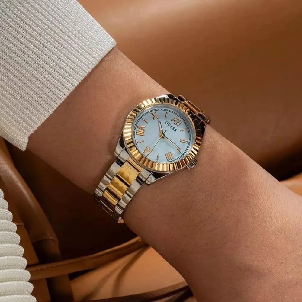GUESS Two-Tone and Light Blue Analog Watch