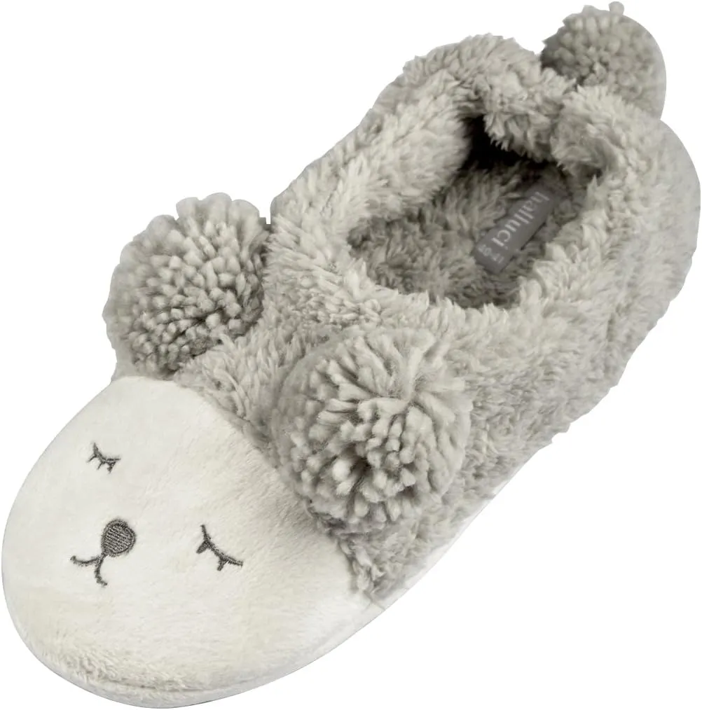 HALLUCI Women's Sheep Style Cozy Fleece Memory Foam House Trick Treat Halloween Slippers