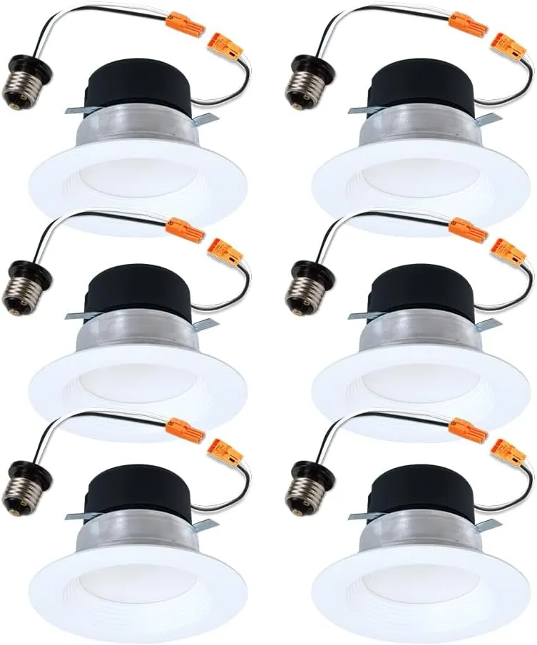 HALO LT 4 Inch in/Outdoor Recessed LED Trim Can Light, 5CCT 2700K/3000K/3500K/4000k/5000K - 6-Pack - LT4069FS1EWHR6PK